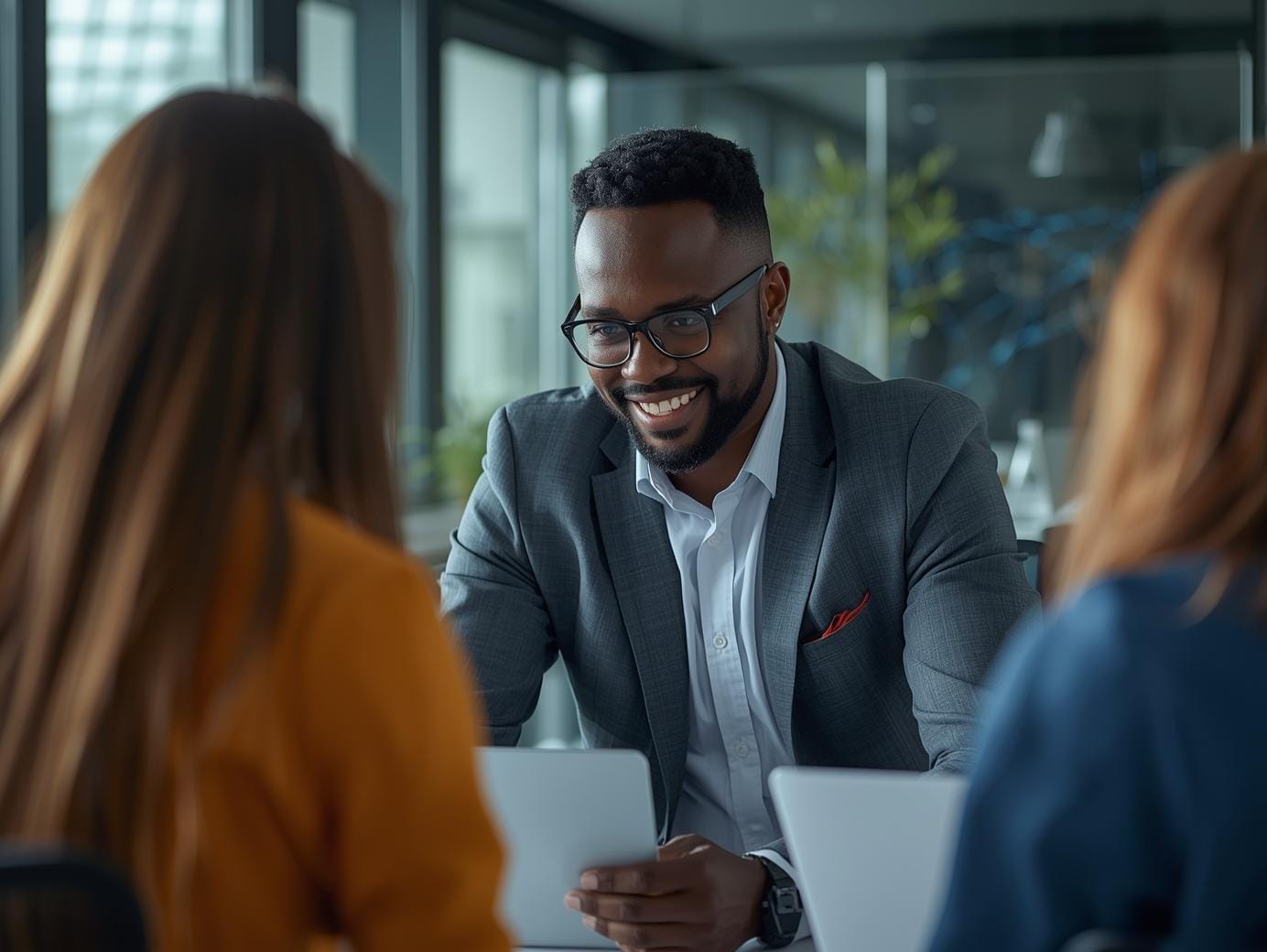 African business consultant leading corporate strategy session