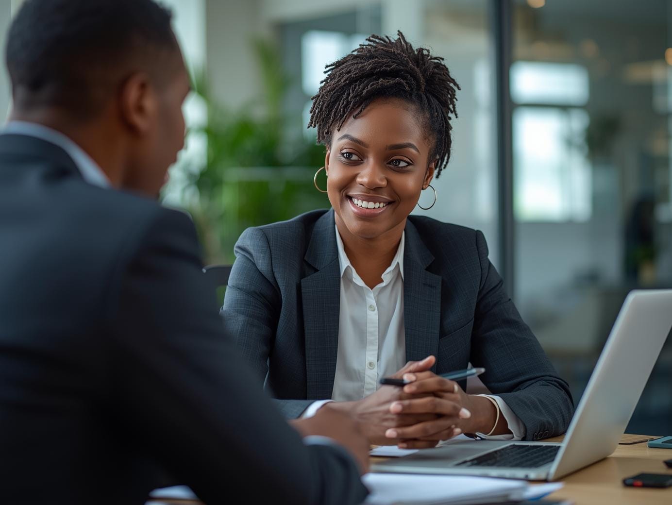 African business professional in HR consulting meeting for SMEs